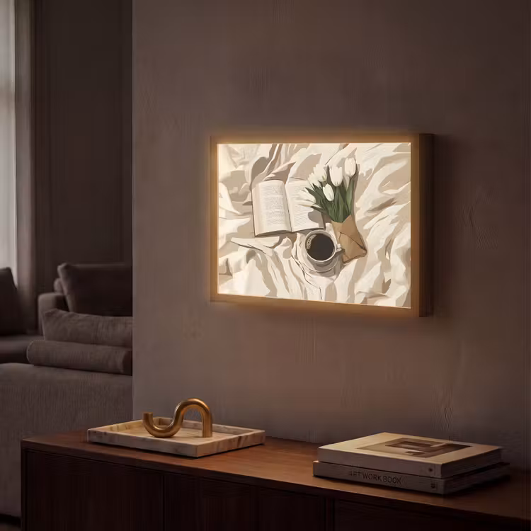 Lightbox - Wandlamp - Boek - Illustratie - Tulpen - Koffie — 2