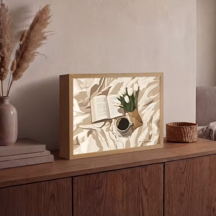 Lightbox - Wandlamp - Boek - Illustratie - Tulpen - Koffie — 4