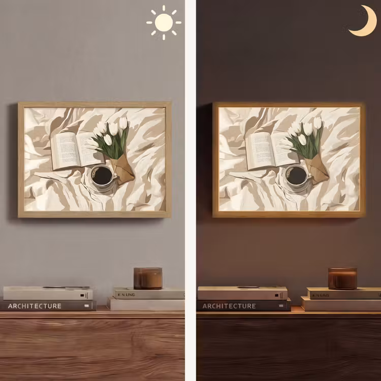Lightbox - Wandlamp - Boek - Illustratie - Tulpen - Koffie — 6