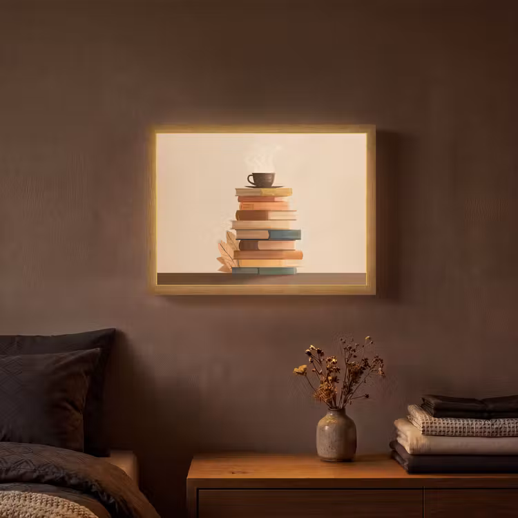 Lightbox - Wandlamp - Boeken - Toren - Koffie - Beige — 3