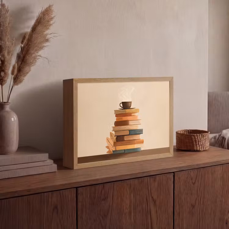 Lightbox - Wandlamp - Boeken - Toren - Koffie - Beige — 4