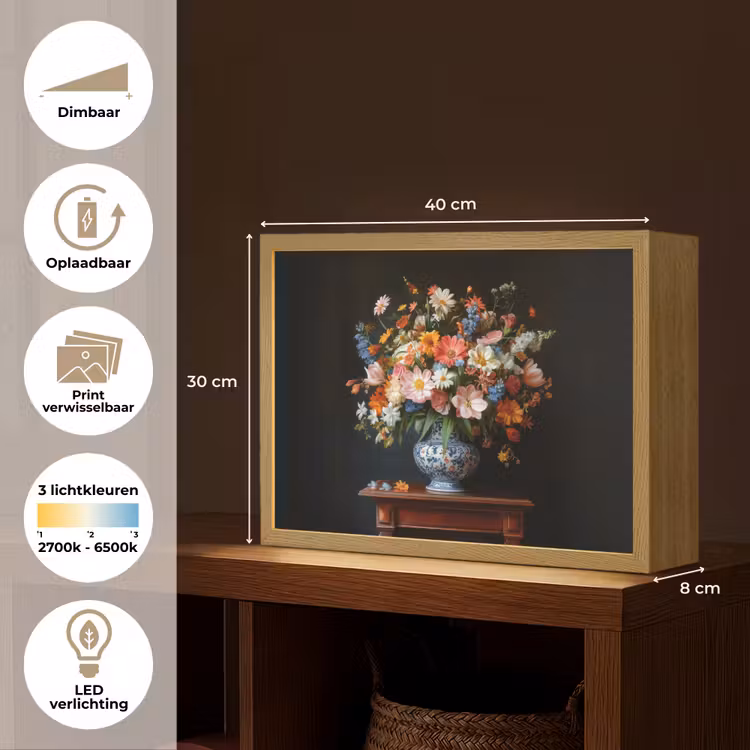 Lightbox - Wandlamp - Boeket - Roze - Bloemen - Vaas — 10