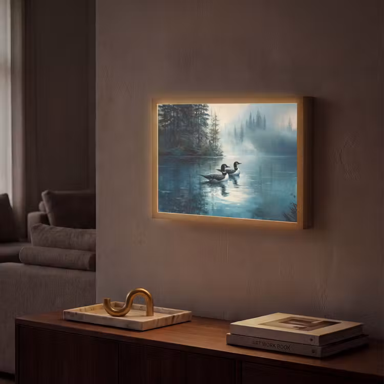 Lightbox - Wandlamp - Bos - Water - Eenden - Mistig — 2