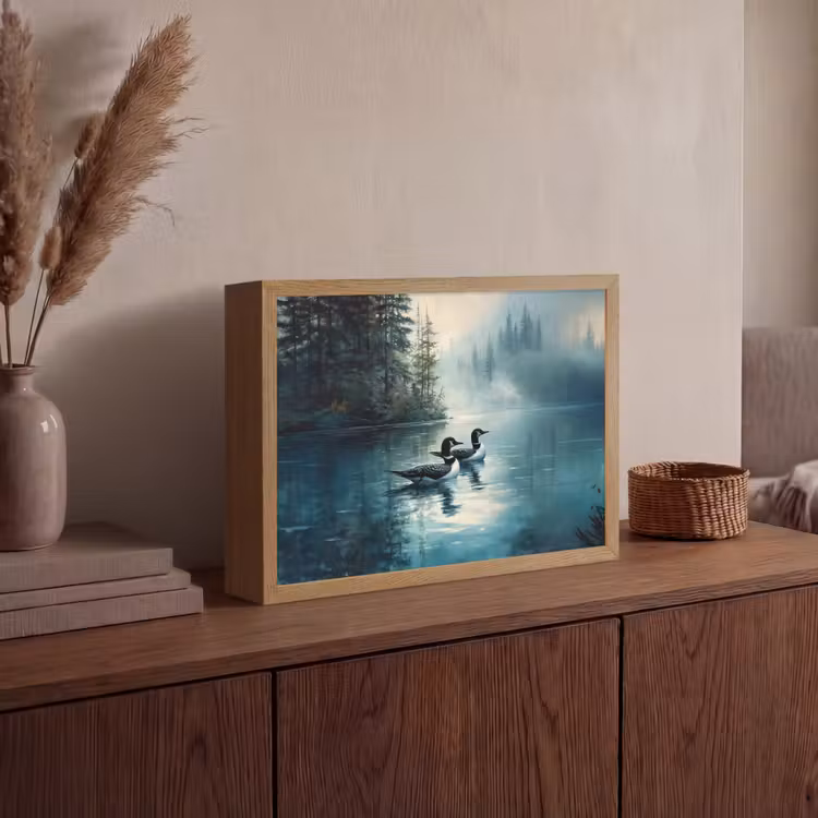 Lightbox - Wandlamp - Bos - Water - Eenden - Mistig — 4