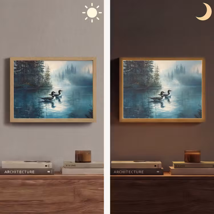 Lightbox - Wandlamp - Bos - Water - Eenden - Mistig — 6