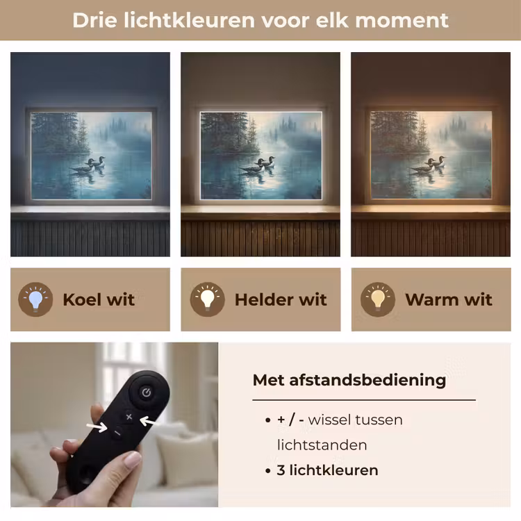 Lightbox - Wandlamp - Bos - Water - Eenden - Mistig — 8