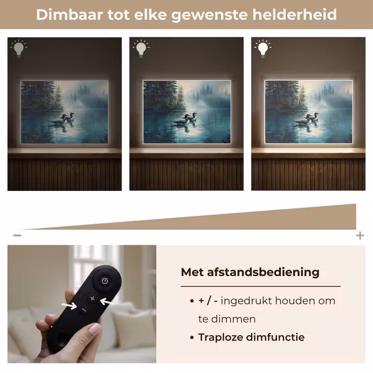 Lightbox - Wandlamp - Bos - Water - Eenden - Mistig — 9