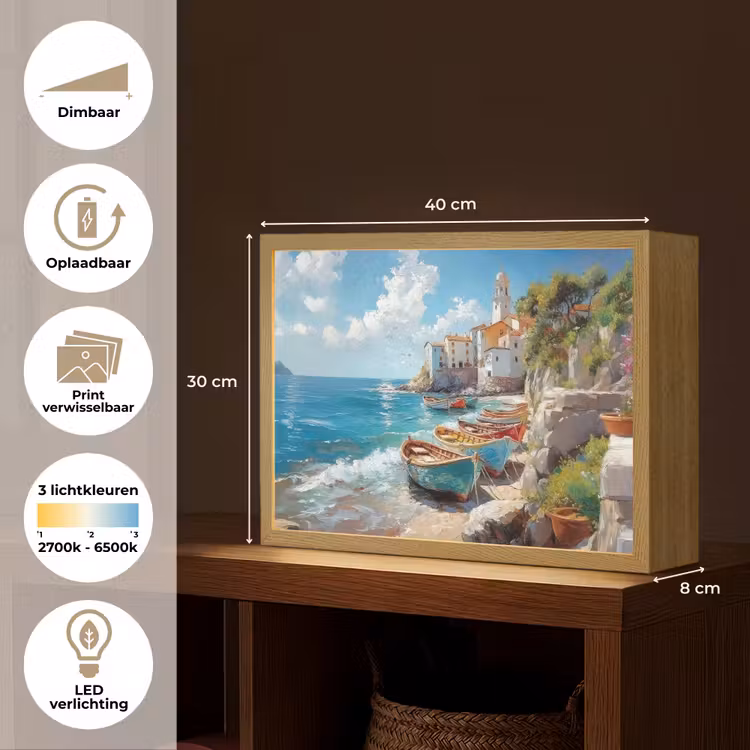 Lightbox - Wandlamp - Boten - Rotsen - Zee - Zon — 10