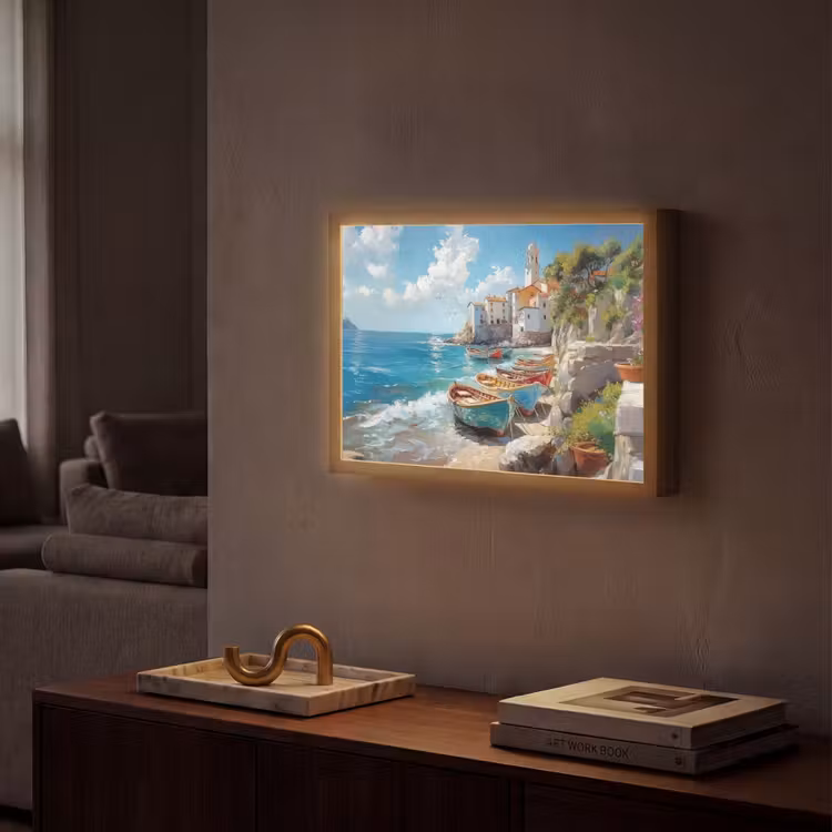 Lightbox - Wandlamp - Boten - Rotsen - Zee - Zon — 2