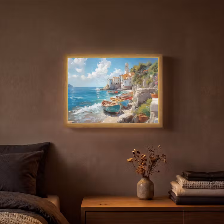 Lightbox - Wandlamp - Boten - Rotsen - Zee - Zon — 3
