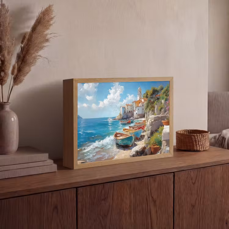 Lightbox - Wandlamp - Boten - Rotsen - Zee - Zon — 4