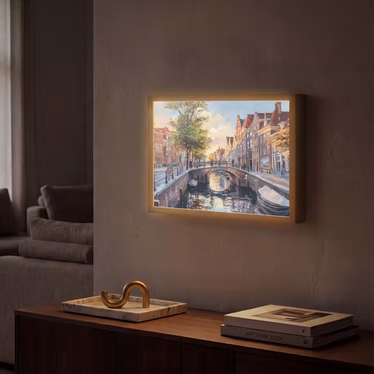 Lightbox - Wandlamp - Brug - Stad - Huizen - Boot — 2