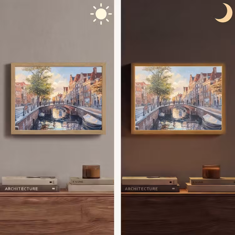 Lightbox - Wandlamp - Brug - Stad - Huizen - Boot — 6