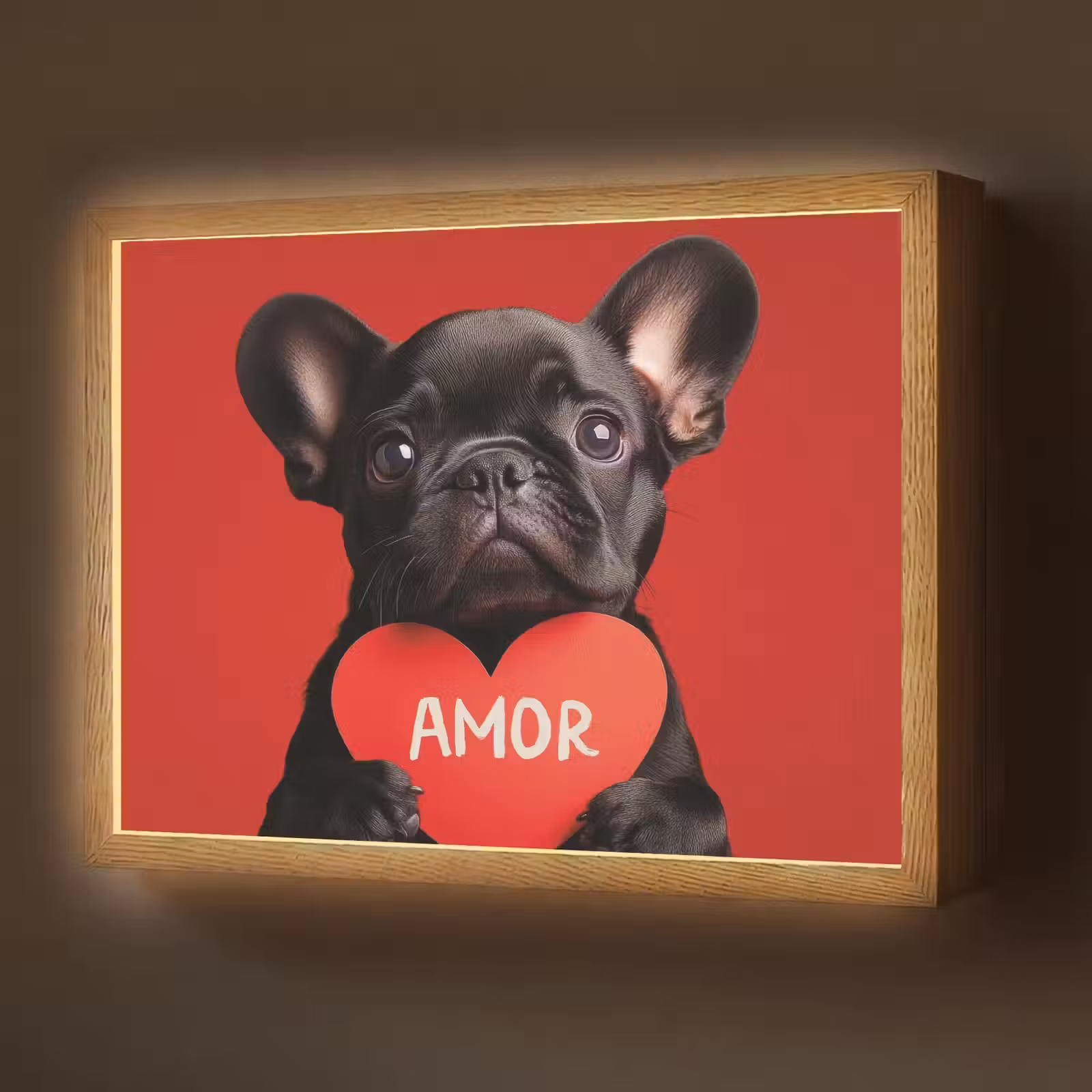 Lightbox - Wandlamp - Amor - Hond - Hartje - Rood — 1