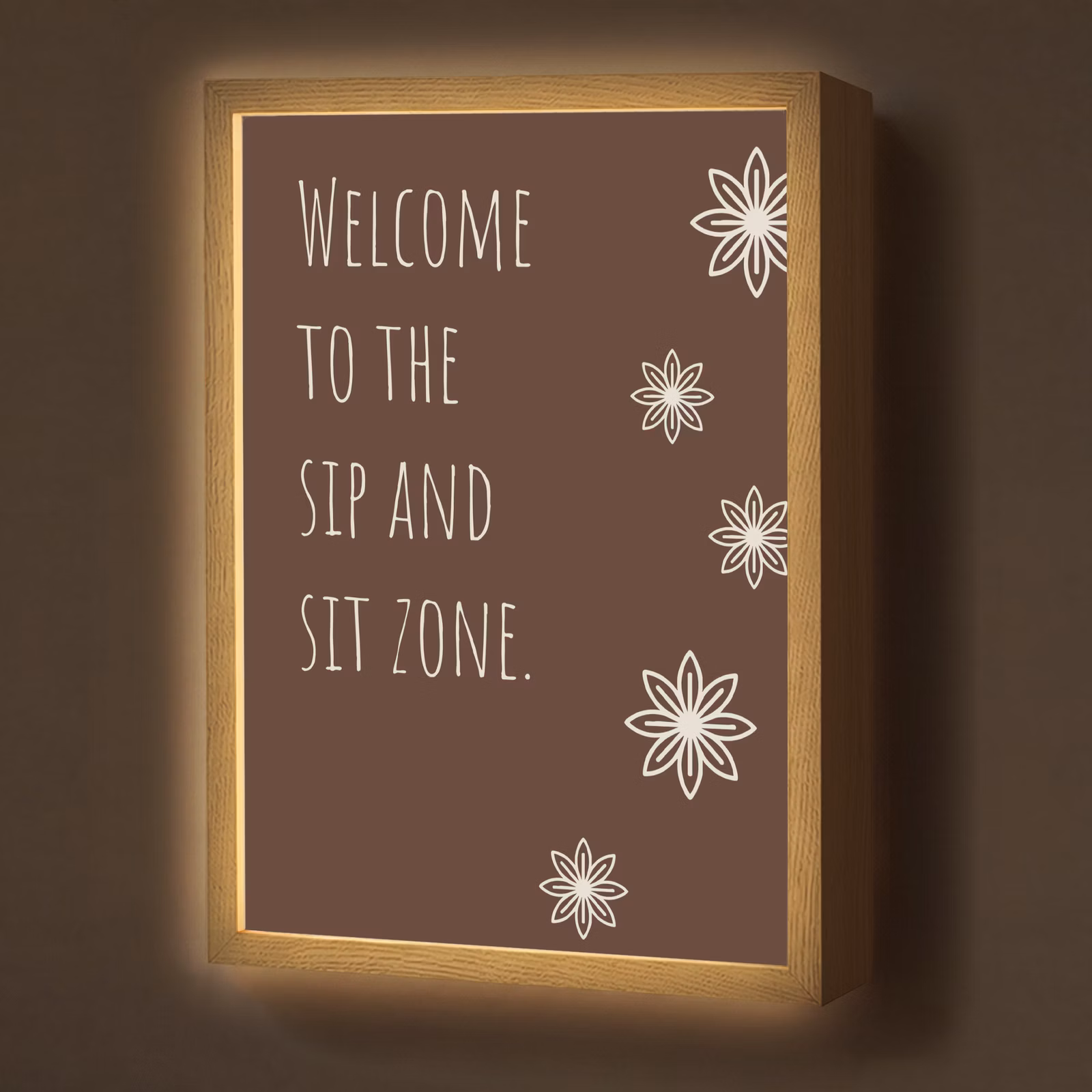 Lightbox - Wandlamp - Bruin - Quote - Bloemen - Zomer — 1