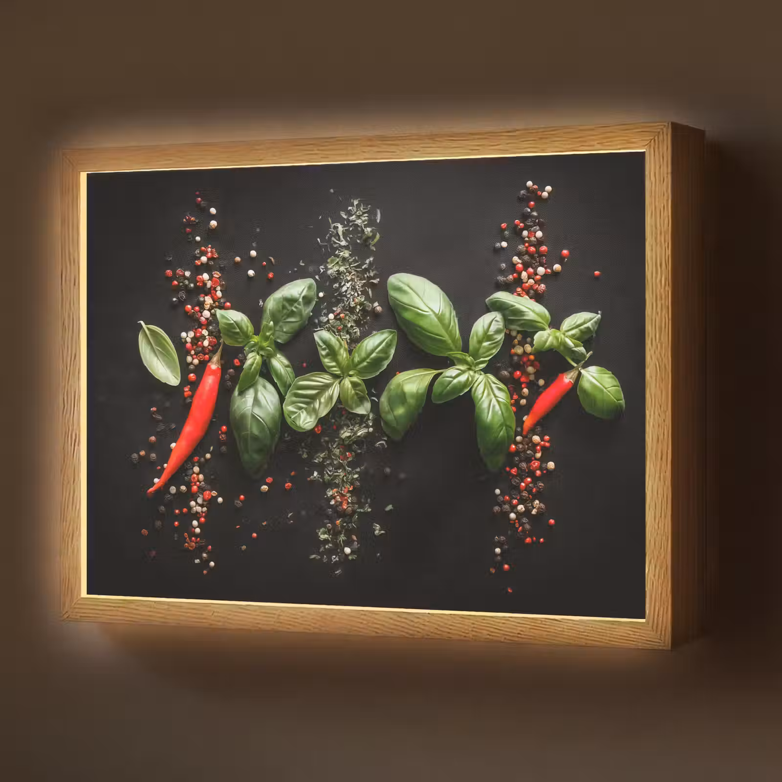 Lightbox - Wandlamp - Chilipepers - Basilicum - Blaadjes - Rood — 1