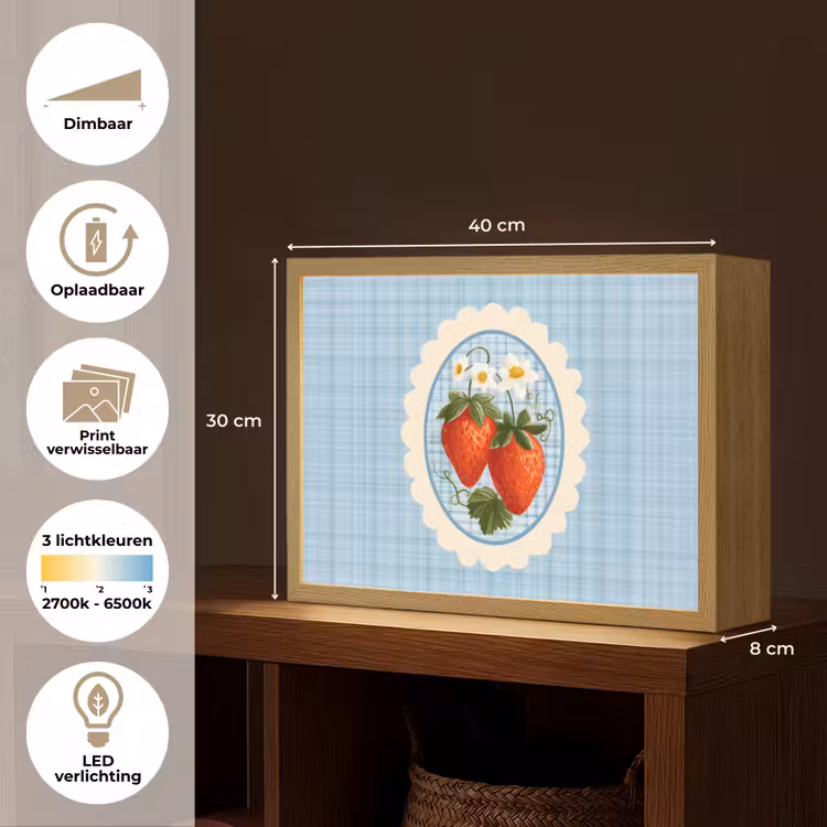 Lightbox - Wandlamp - Aardbeien - Lijst - Rood - Geruit — 10