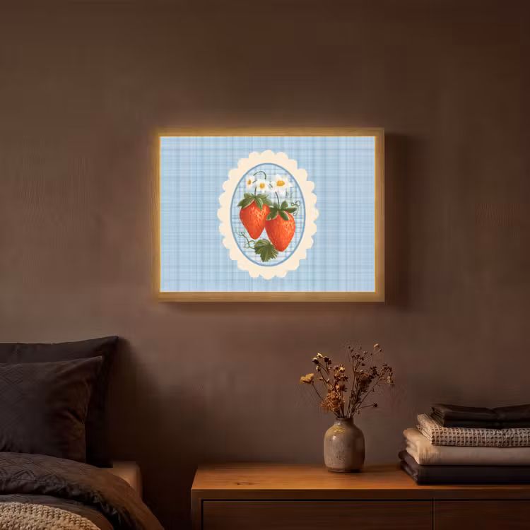 Lightbox - Wandlamp - Aardbeien - Lijst - Rood - Geruit — 3