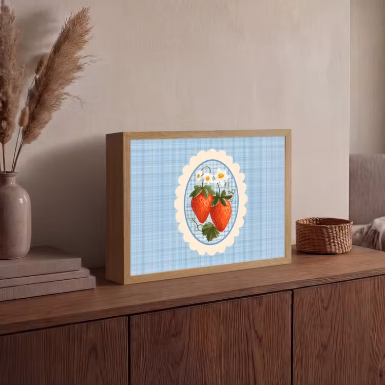 Lightbox - Wandlamp - Aardbeien - Lijst - Rood - Geruit — 4