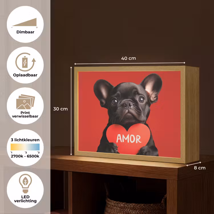 Lightbox - Wandlamp - Amor - Hond - Hartje - Rood — 10