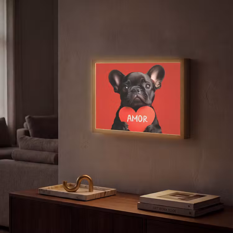 Lightbox - Wandlamp - Amor - Hond - Hartje - Rood — 2