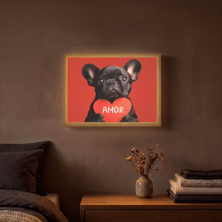 Lightbox - Wandlamp - Amor - Hond - Hartje - Rood — 3