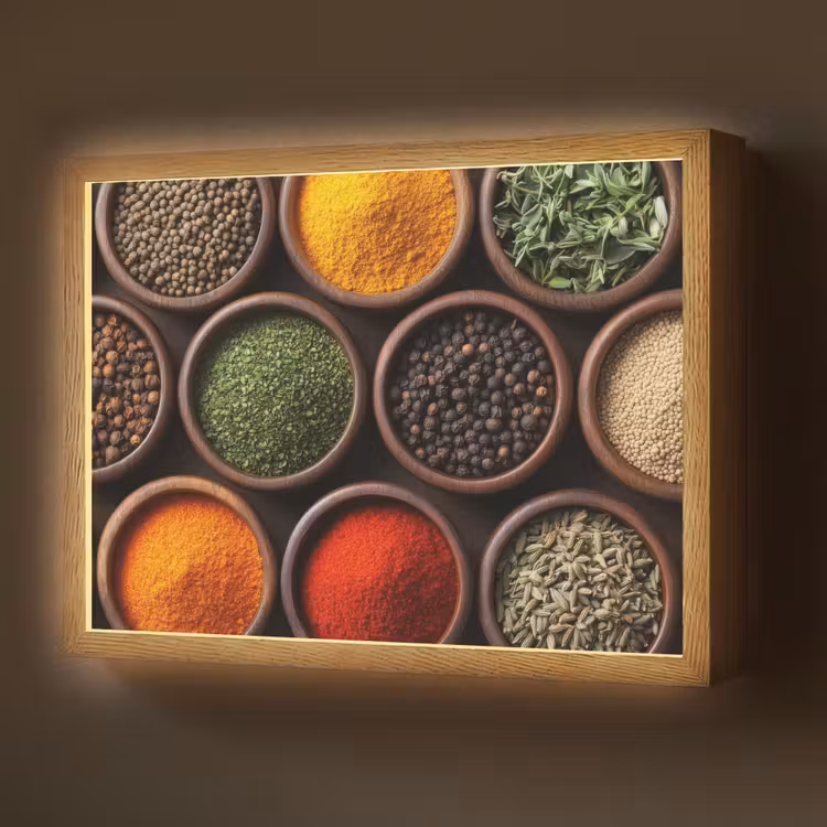 Lightbox - Wandlamp - Bakjes - Hout - Kruiden - Kleurrijk — 1