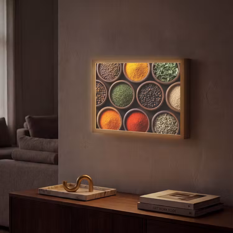 Lightbox - Wandlamp - Bakjes - Hout - Kruiden - Kleurrijk — 2