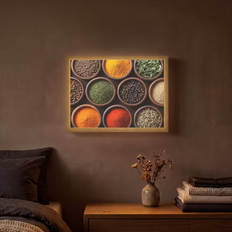 Lightbox - Wandlamp - Bakjes - Hout - Kruiden - Kleurrijk — 3