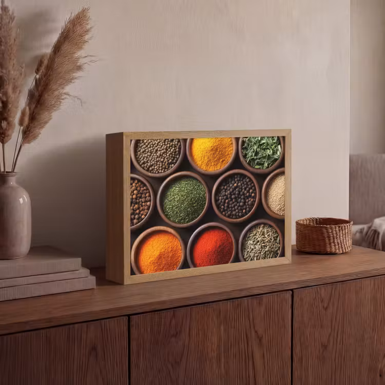 Lightbox - Wandlamp - Bakjes - Hout - Kruiden - Kleurrijk — 4