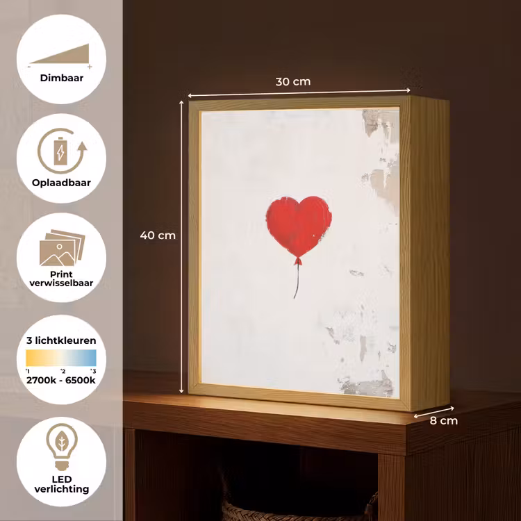 Lightbox - Wandlamp - Ballon - Rood - Hart — 9