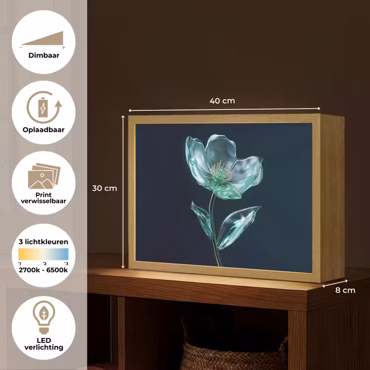 Lightbox - Wandlamp - Bladeren - Bloem - Glazen - Donkerblauw — 10