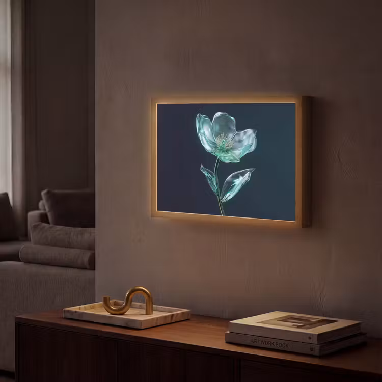 Lightbox - Wandlamp - Bladeren - Bloem - Glazen - Donkerblauw — 2