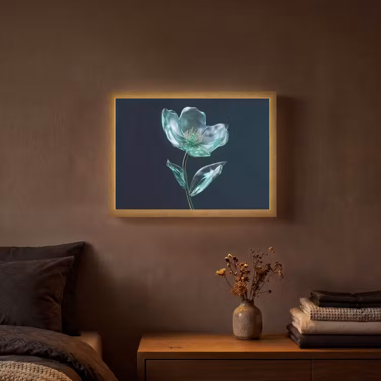 Lightbox - Wandlamp - Bladeren - Bloem - Glazen - Donkerblauw — 3