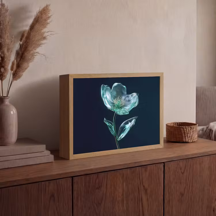 Lightbox - Wandlamp - Bladeren - Bloem - Glazen - Donkerblauw — 4