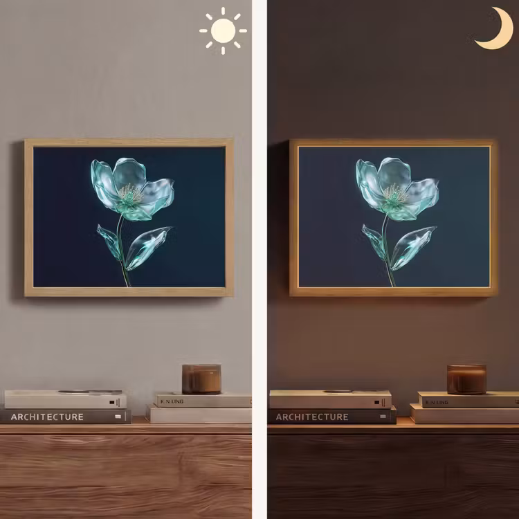 Lightbox - Wandlamp - Bladeren - Bloem - Glazen - Donkerblauw — 6