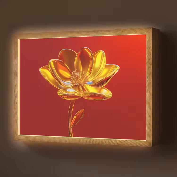 Lightbox - Wandlamp - Bloem - Goud - Glazen — 1