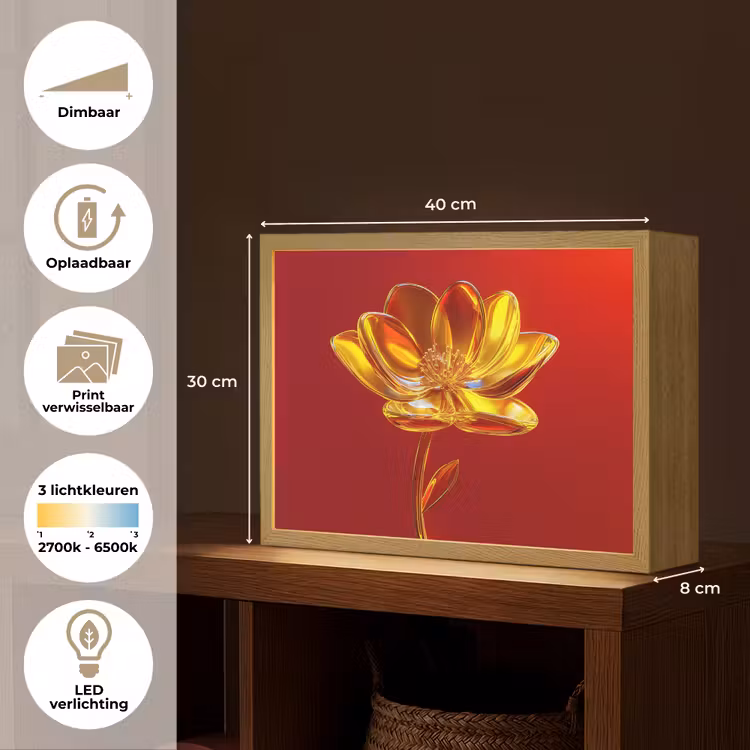 Lightbox - Wandlamp - Bloem - Goud - Glazen — 10