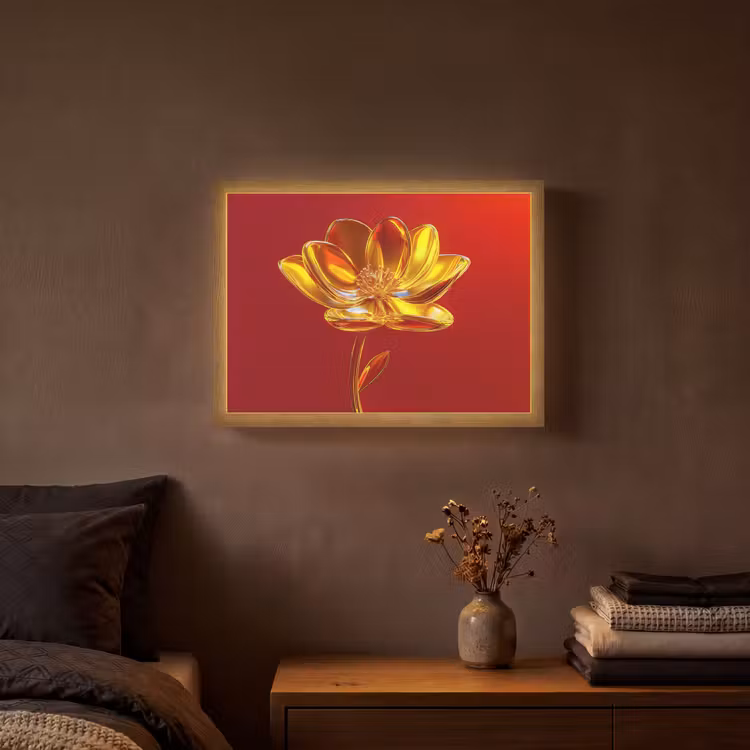 Lightbox - Wandlamp - Bloem - Goud - Glazen — 3