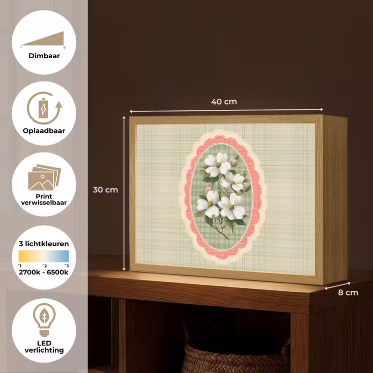 Lightbox - Wandlamp - Bloemen - Illustratie - Geruit - Groen — 10