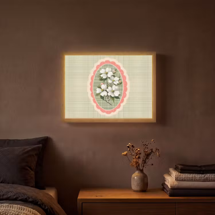 Lightbox - Wandlamp - Bloemen - Illustratie - Geruit - Groen — 3