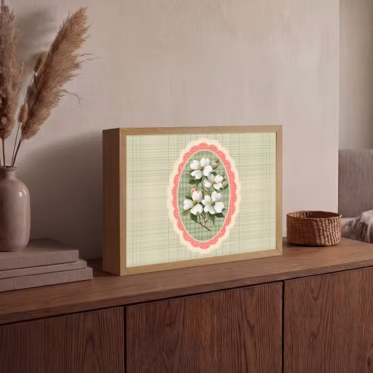 Lightbox - Wandlamp - Bloemen - Illustratie - Geruit - Groen — 4