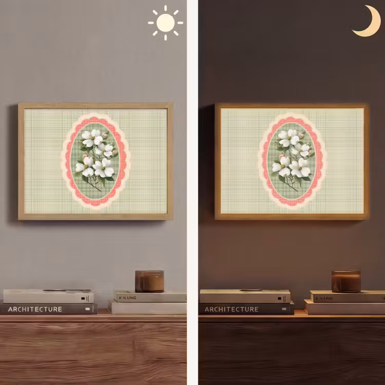 Lightbox - Wandlamp - Bloemen - Illustratie - Geruit - Groen — 6
