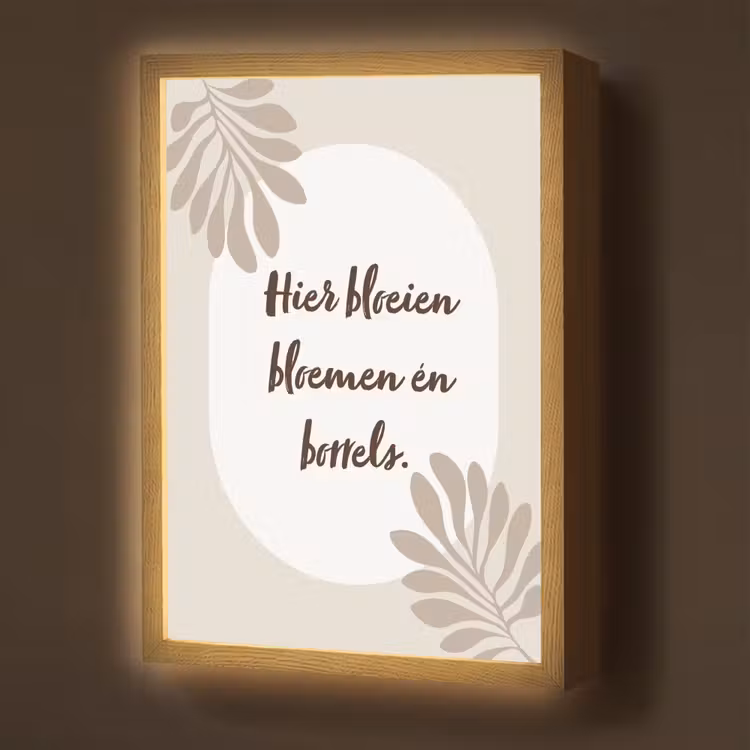 Lightbox - Wandlamp - Bloemen - Quote - Zomer - Beige — 1