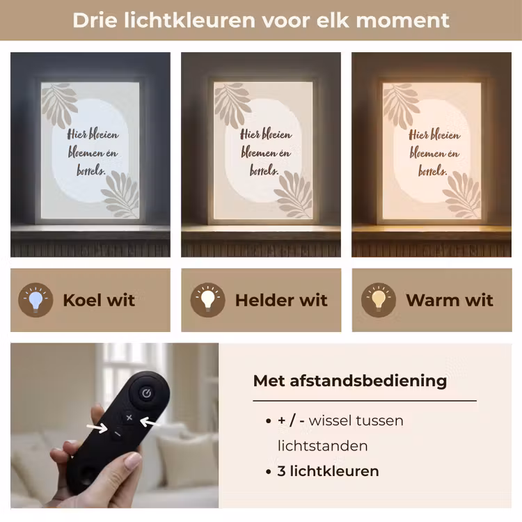 Lightbox - Wandlamp - Bloemen - Quote - Zomer - Beige — 7