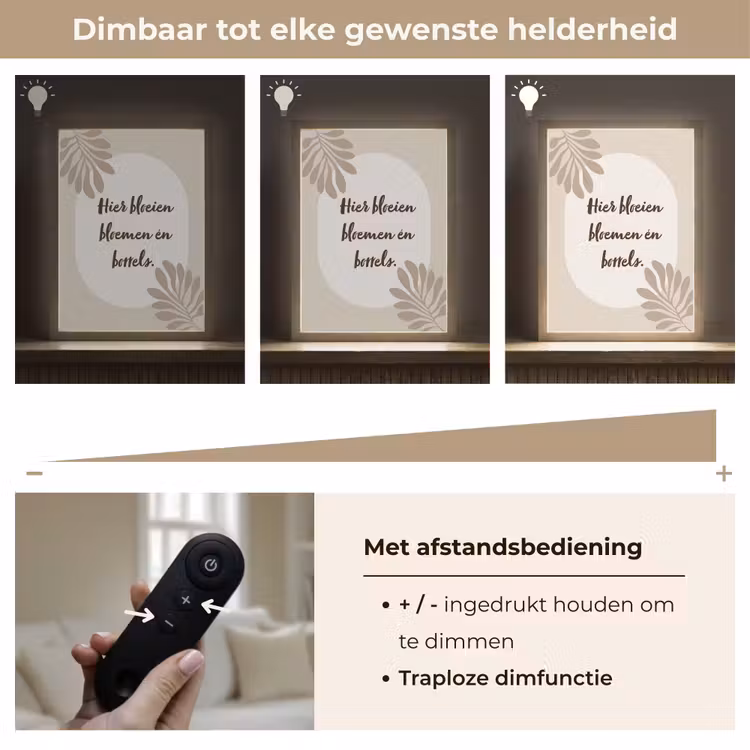 Lightbox - Wandlamp - Bloemen - Quote - Zomer - Beige — 8