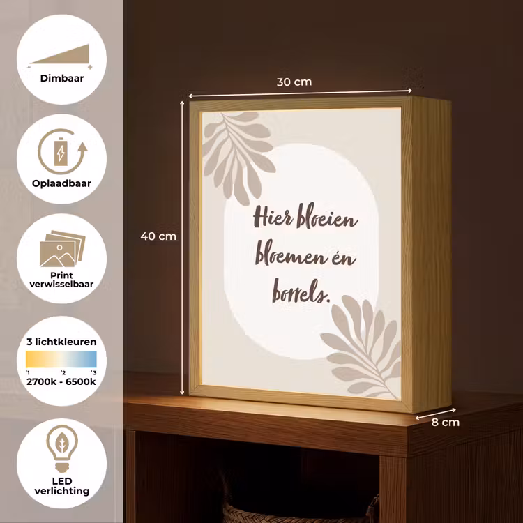 Lightbox - Wandlamp - Bloemen - Quote - Zomer - Beige — 9