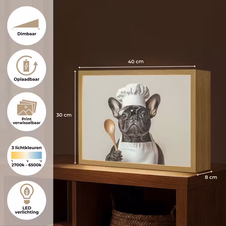 Lightbox - Wandlamp - Bril - Hond - Kok — 10