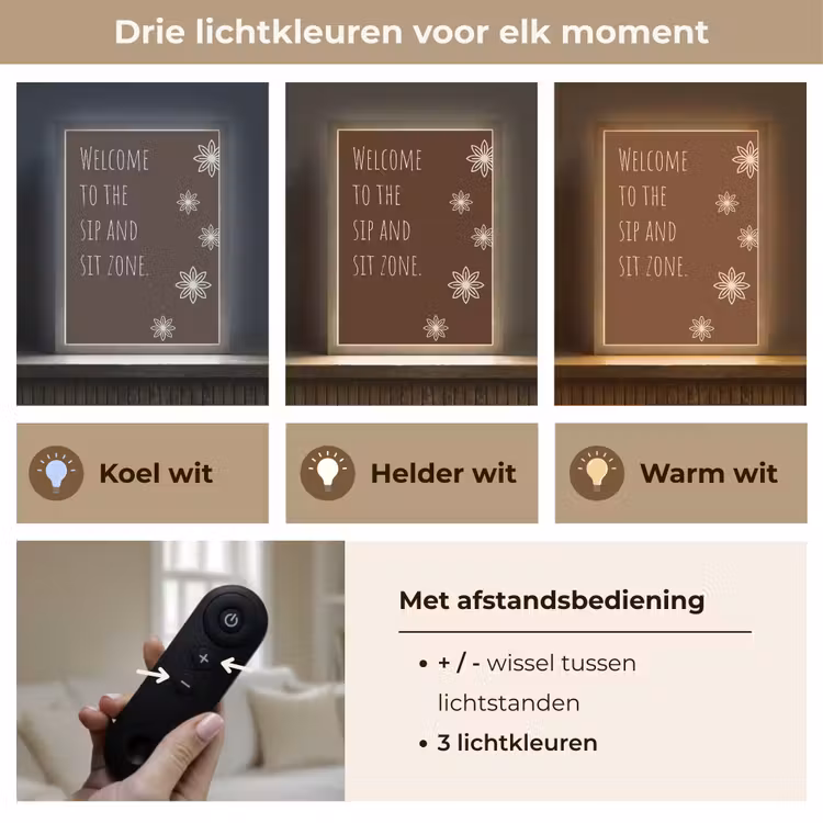Lightbox - Wandlamp - Bruin - Quote - Bloemen - Zomer — 7