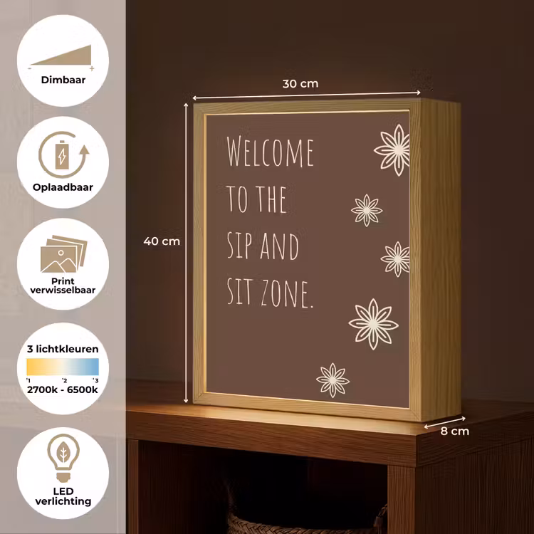 Lightbox - Wandlamp - Bruin - Quote - Bloemen - Zomer — 9